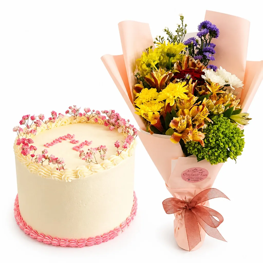 Birthday Cake & Pastel Bouquet