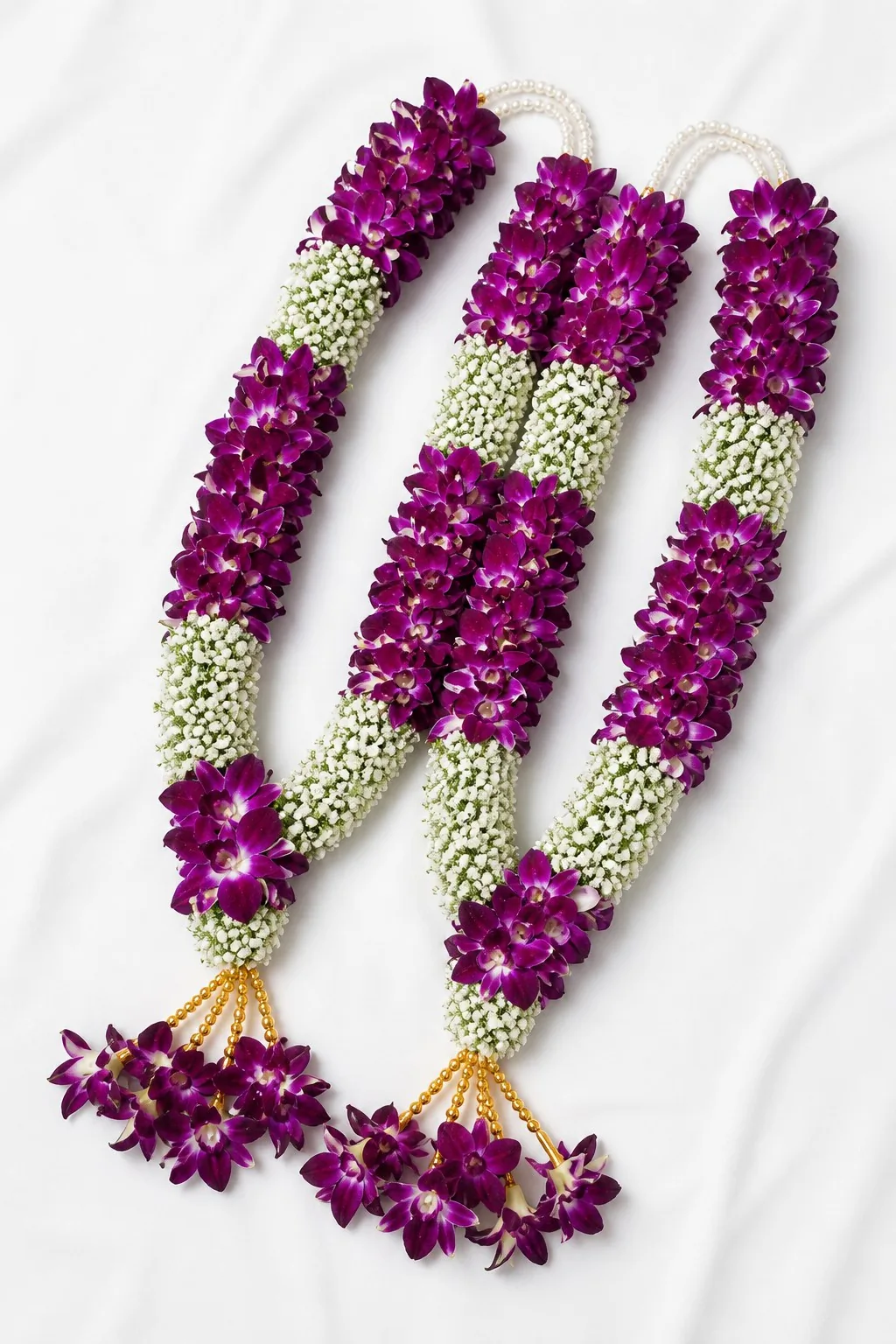 Purple Orchid Pearl Garland Pair