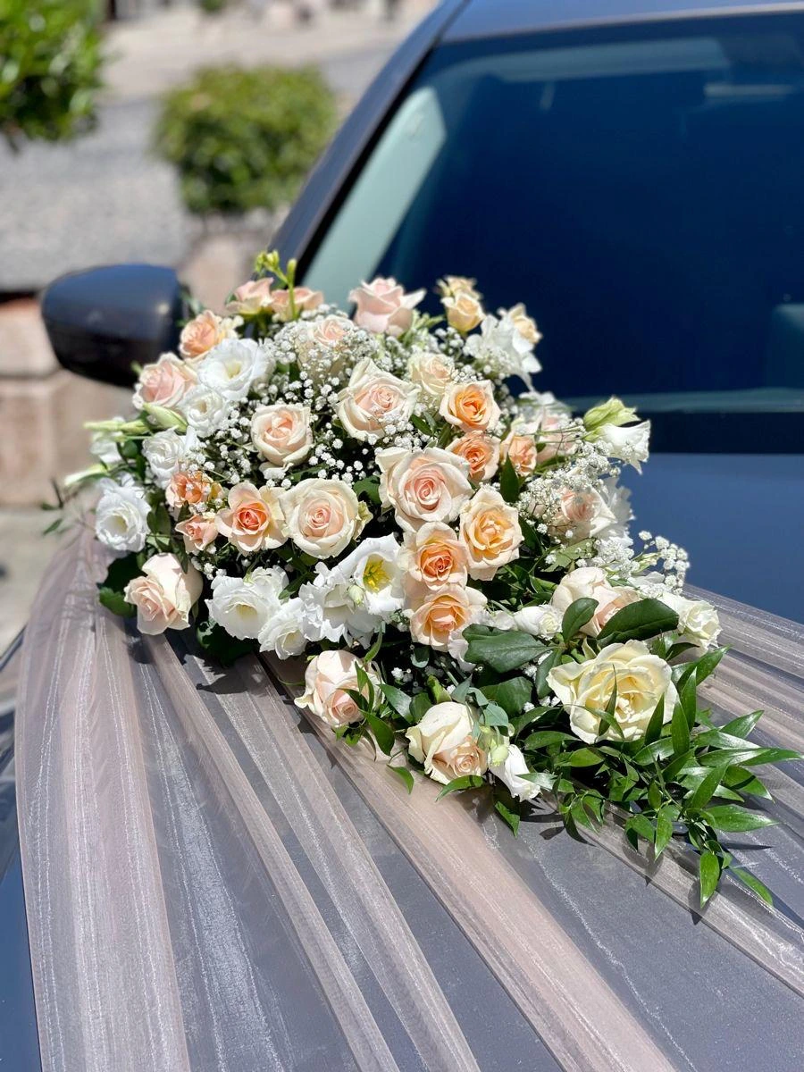 Wedding car with floral decoration